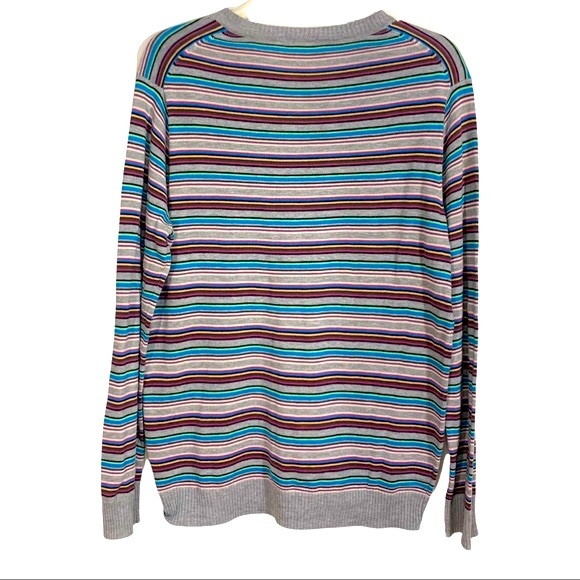 Paul Smith multicolored striped v neck sweater size medium - Picture 3 of 5